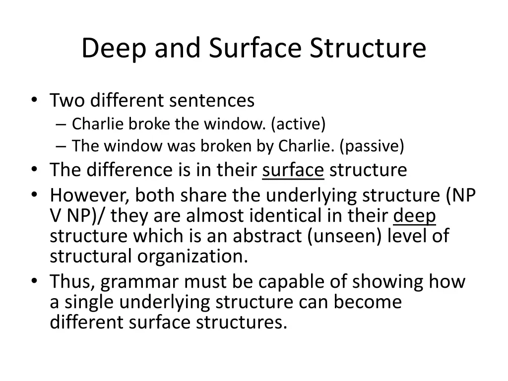 deep and surface structure