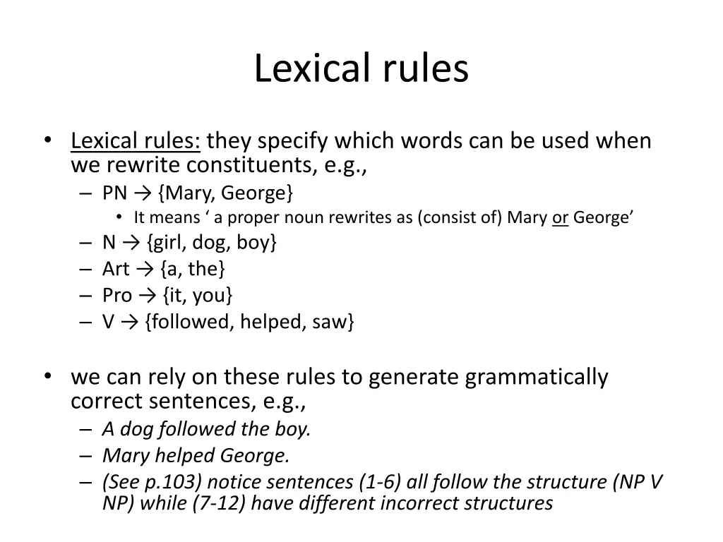 lexical rules