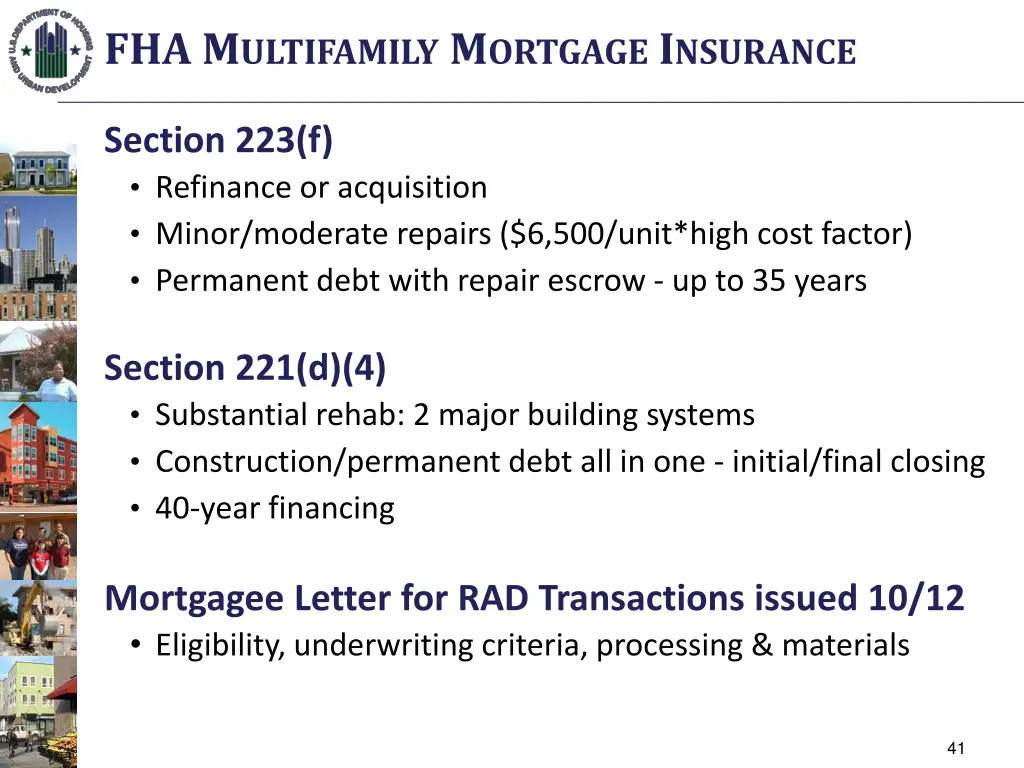 fha m ultifamily m ortgage i nsurance