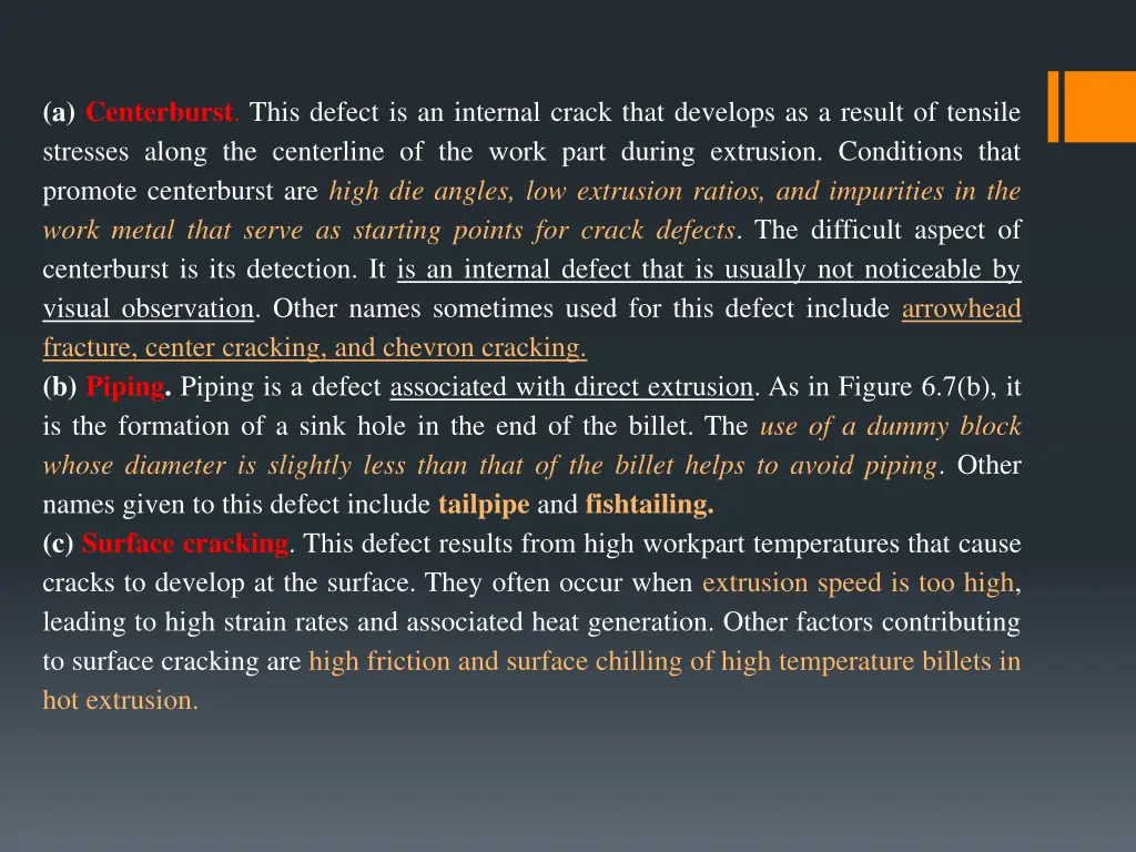 a centerburst this defect is an internal crack