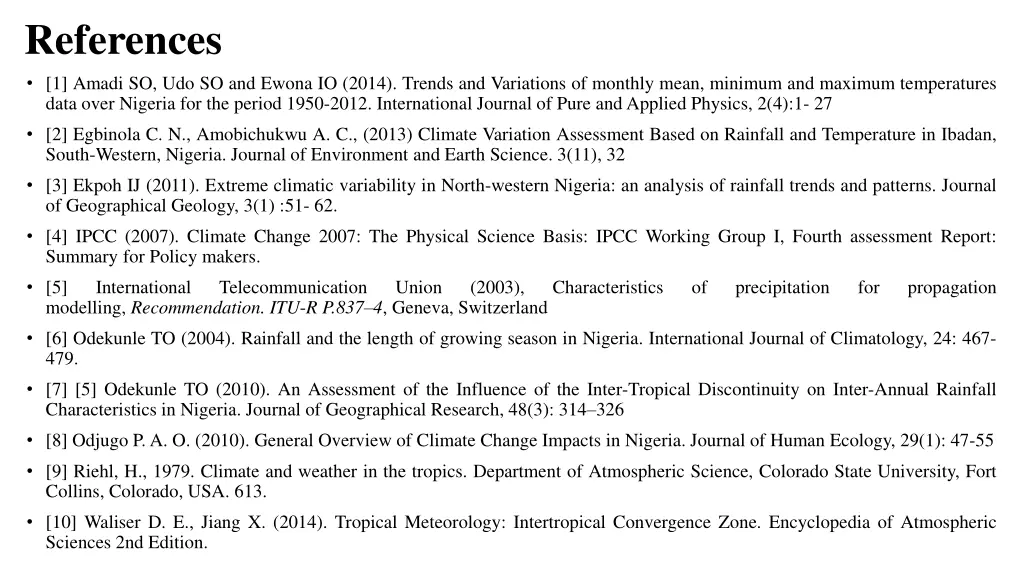 references 1 amadi so udo so and ewona io 2014
