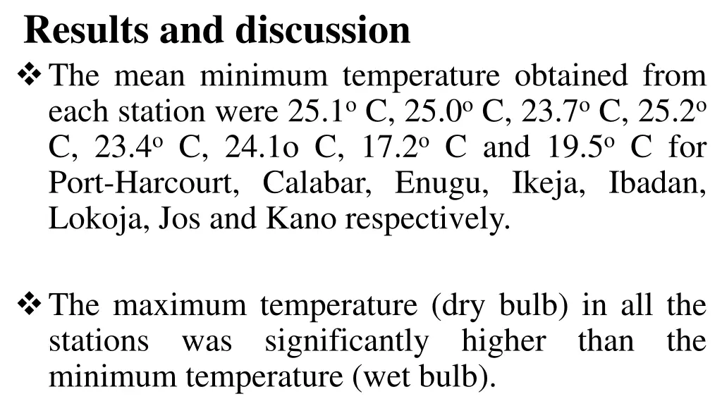 results and discussion the mean minimum