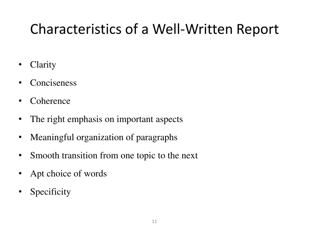 characteristics of a well written report