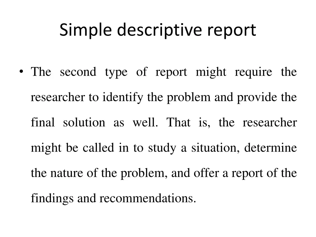 simple descriptive report