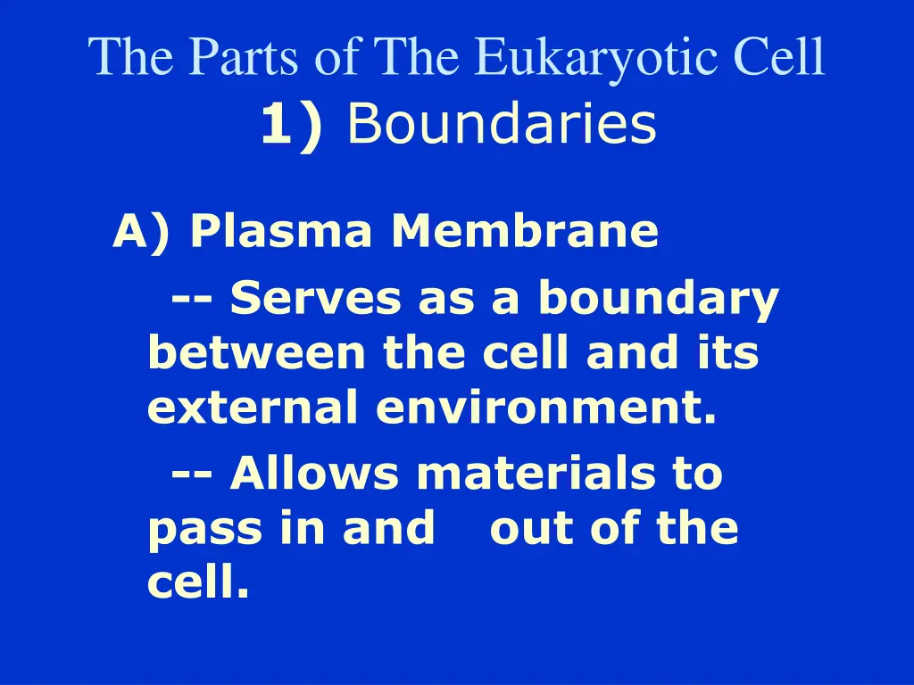 the parts of the eukaryotic cell 1 boundaries