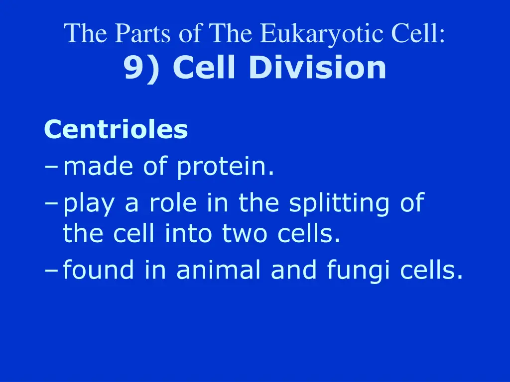 the parts of the eukaryotic cell 9 cell division