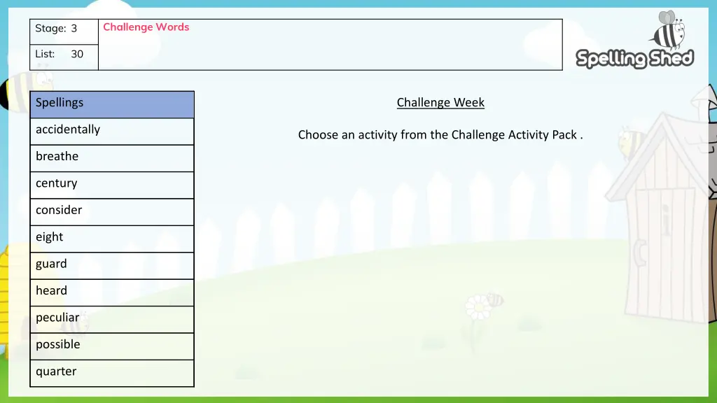 challenge words