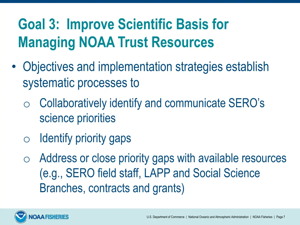 goal 3 improve scientific basis for managing noaa