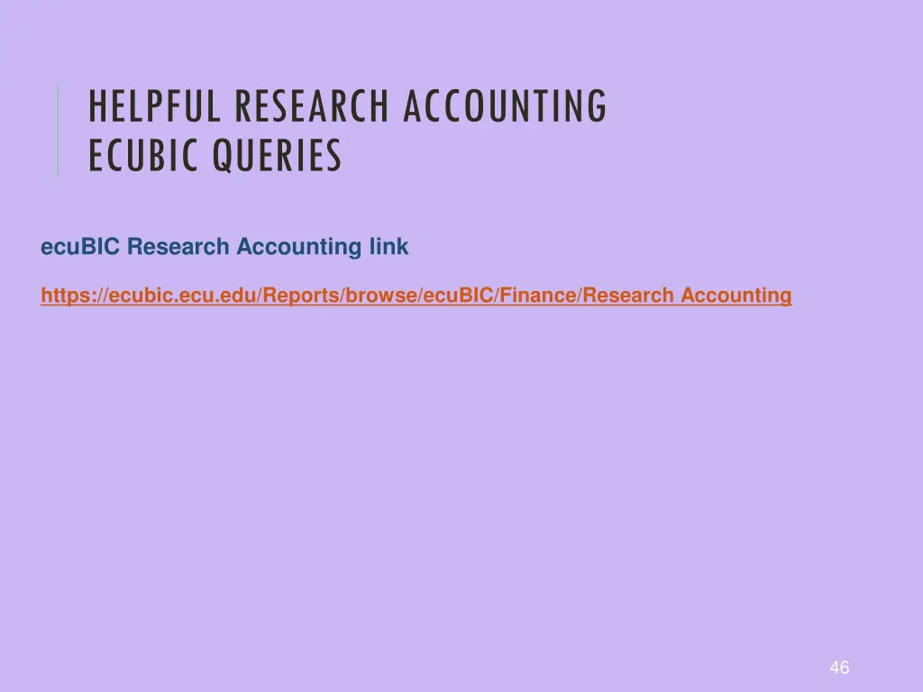 helpful research accounting ecubic queries