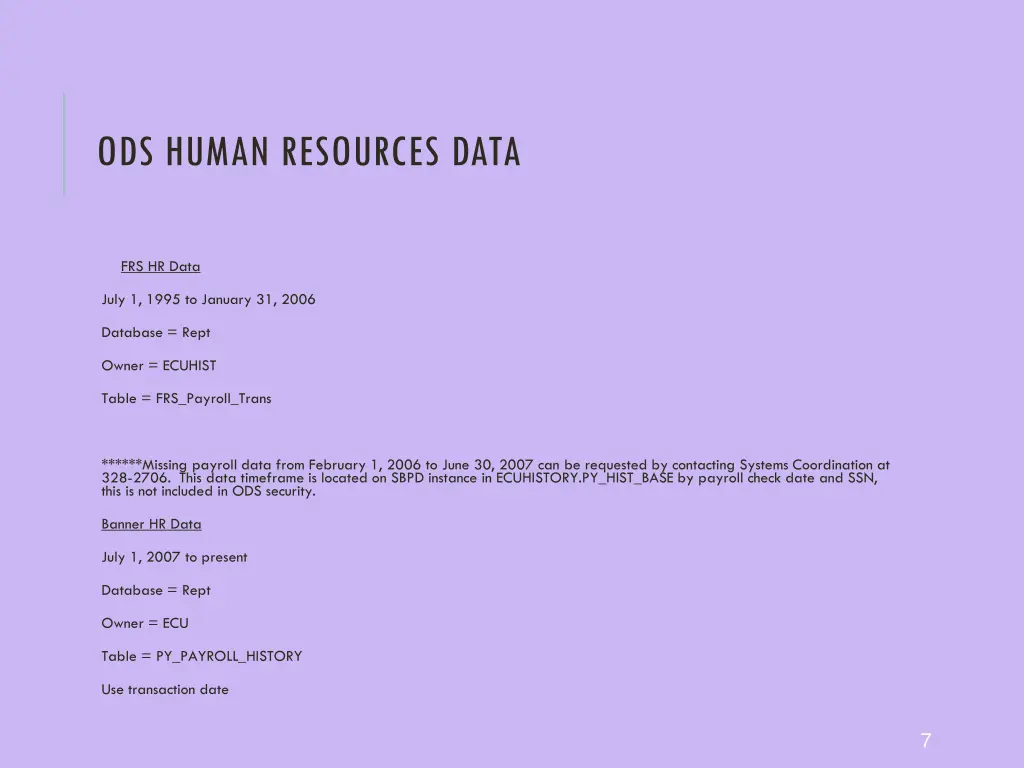 ods human resources data