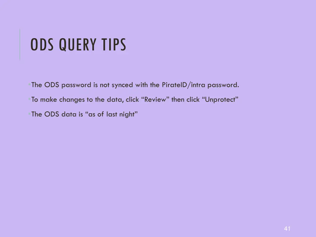 ods query tips