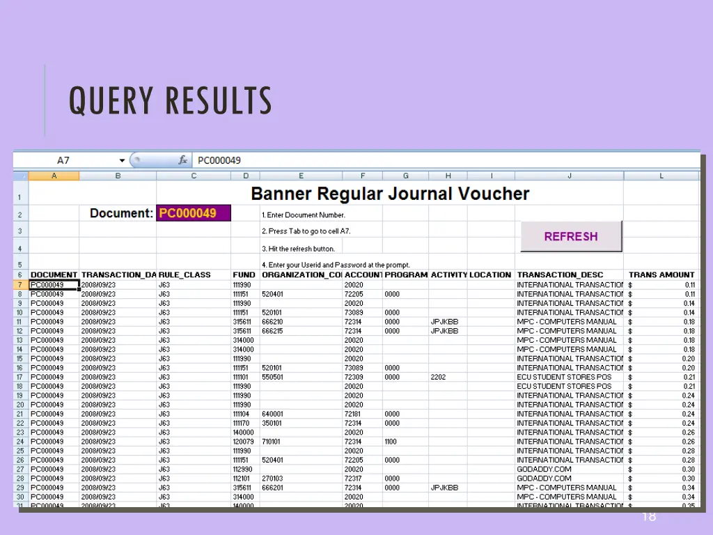query results 1