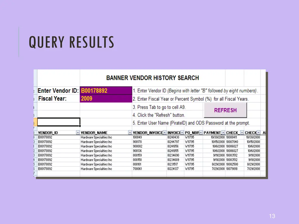 query results