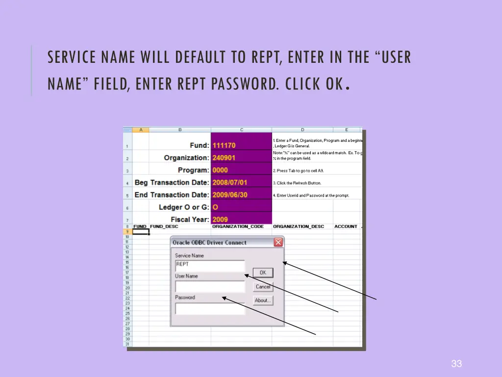 service name will default to rept enter 1