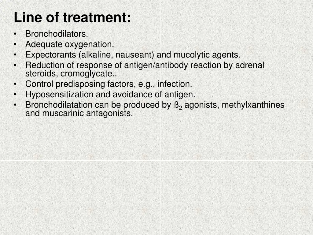 line of treatment bronchodilators adequate
