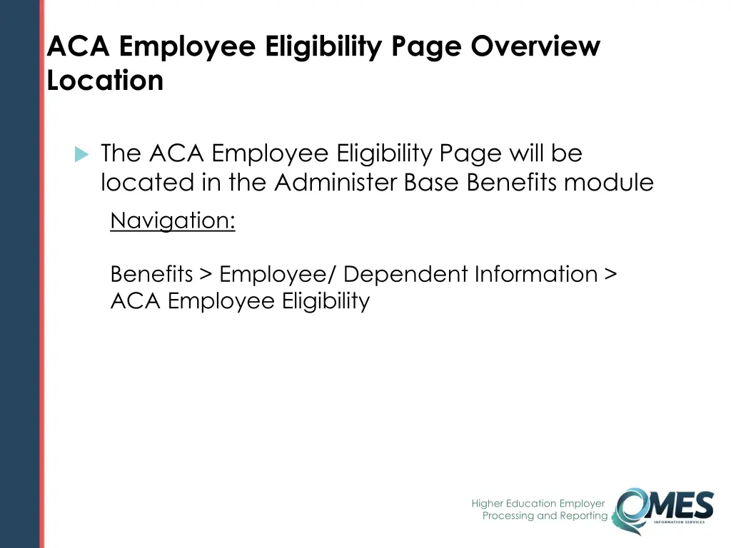 aca employee eligibility page overview location