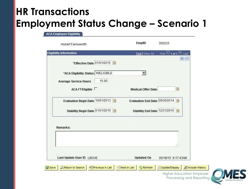 hr transactions employment status change scenario 2