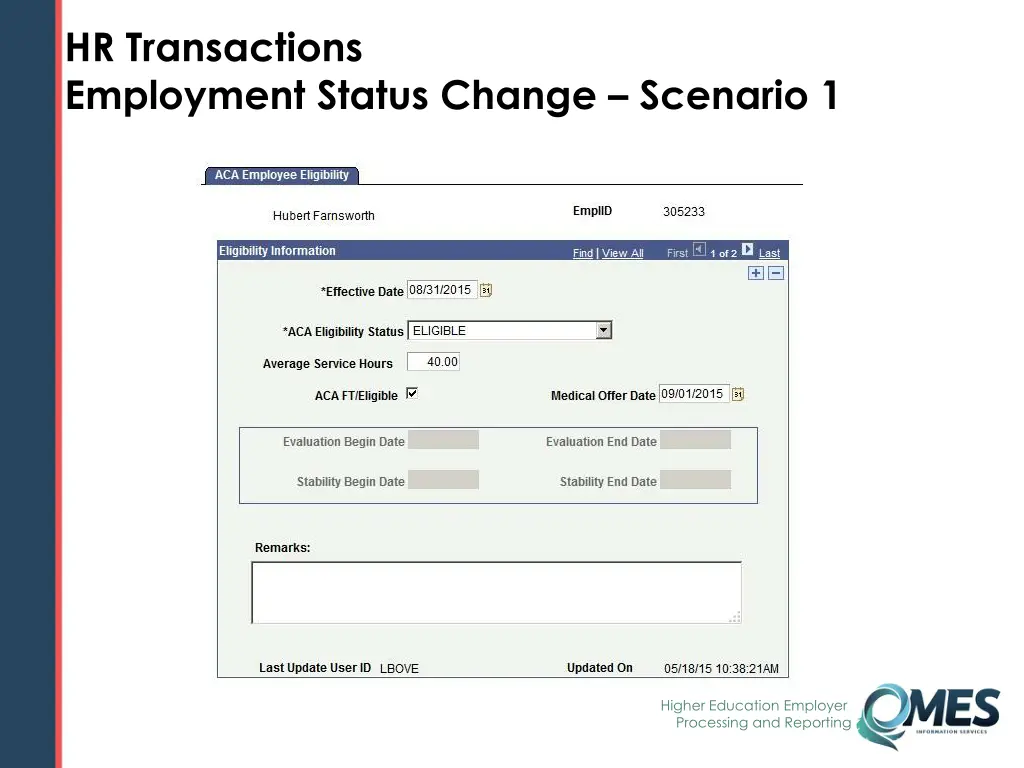 hr transactions employment status change scenario 3