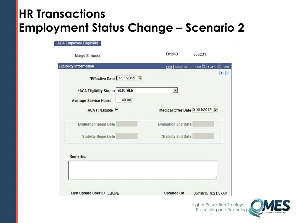 hr transactions employment status change scenario 6