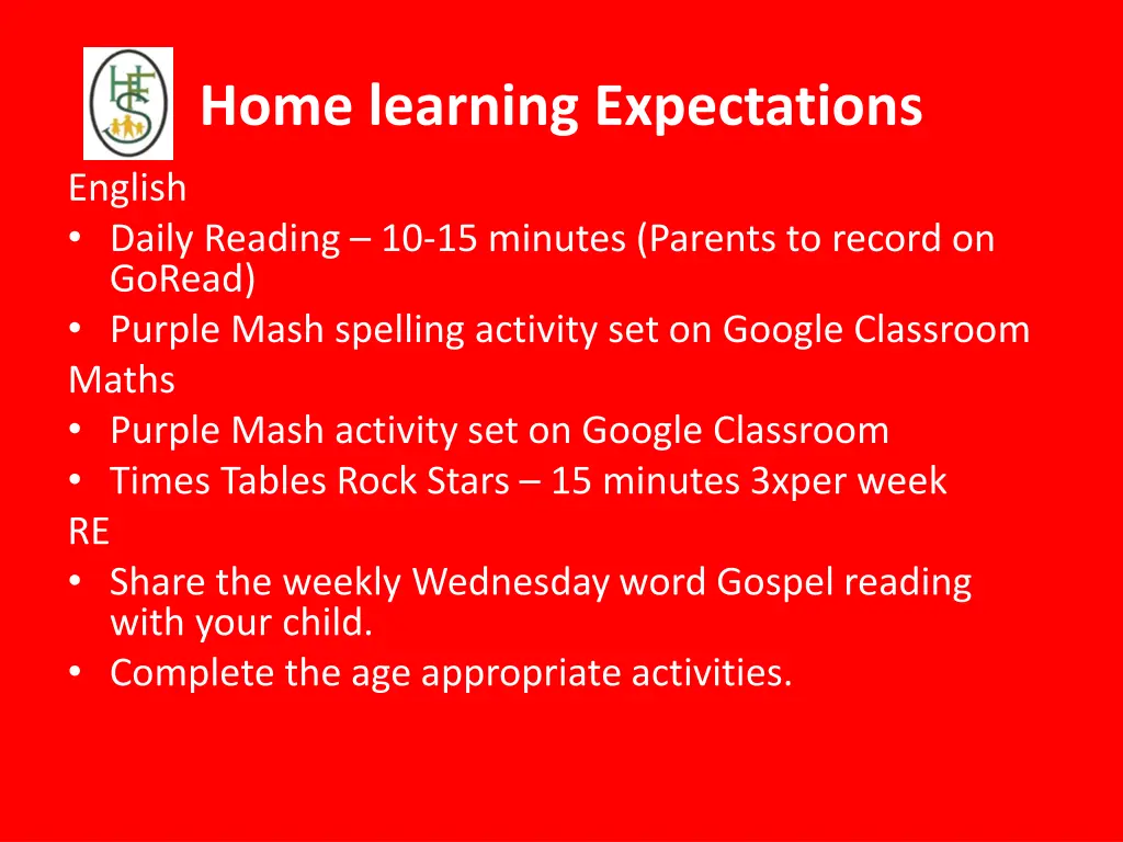 home learning expectations