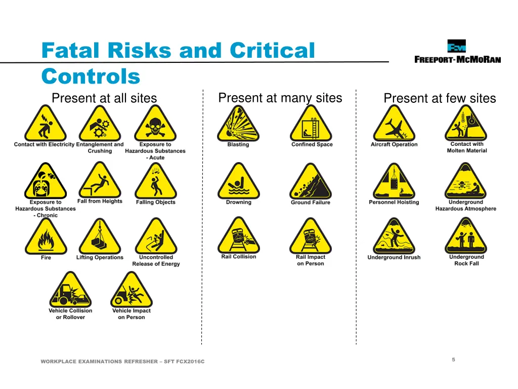 fatal risks and critical controls present