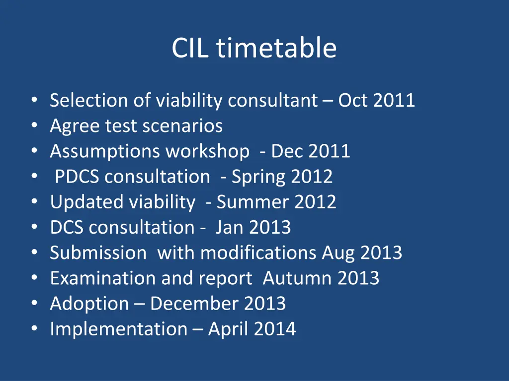 cil timetable