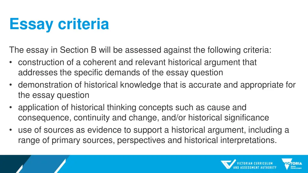 essay criteria