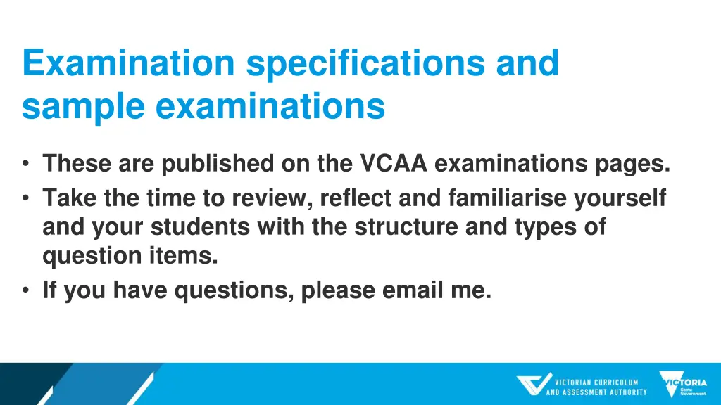 examination specifications and sample examinations