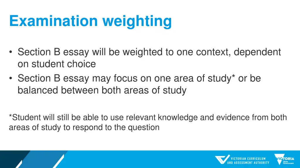 examination weighting 1
