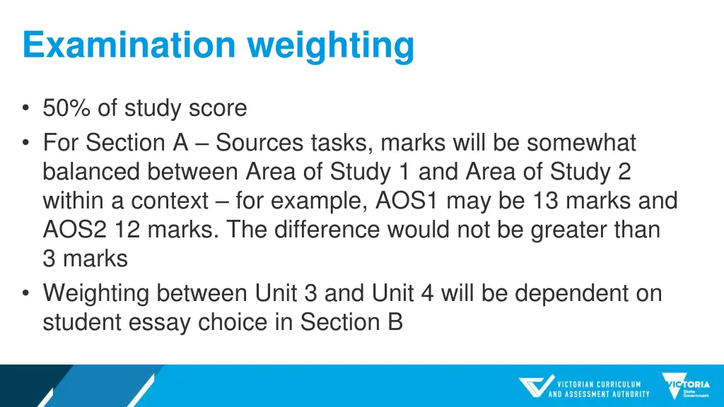 examination weighting