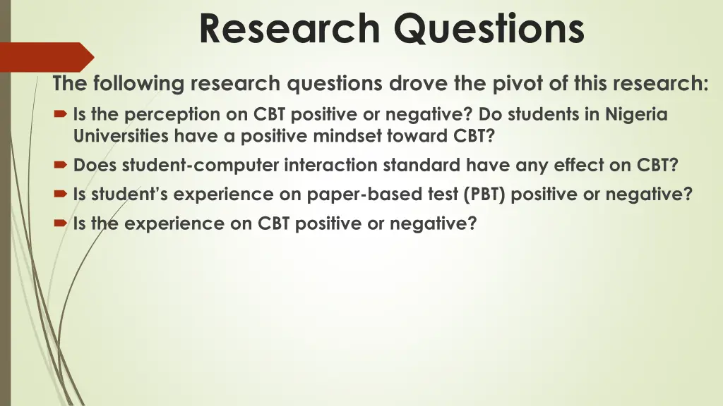 research questions