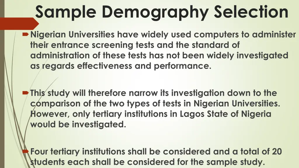 sample demography selection