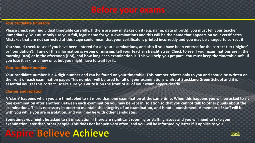 before your exams
