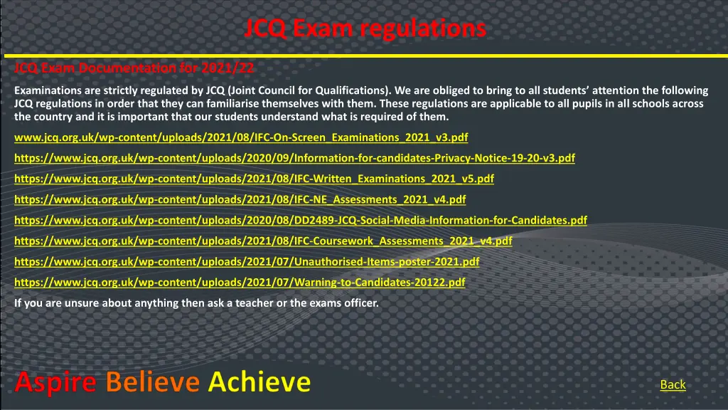 jcq exam regulations