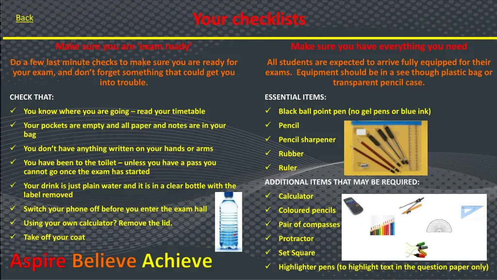 your checklists