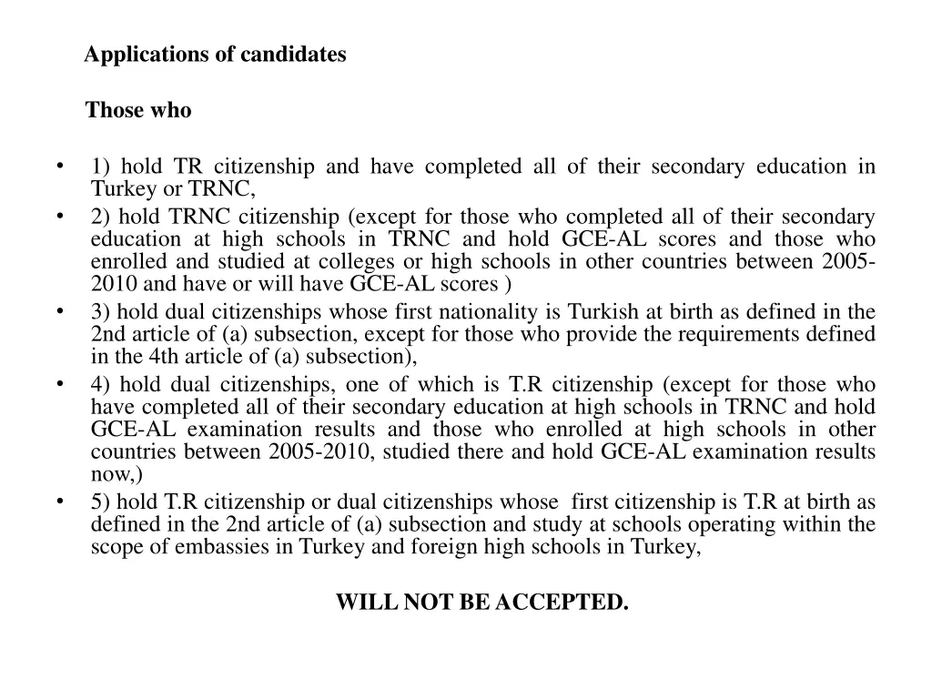 applications of candidates