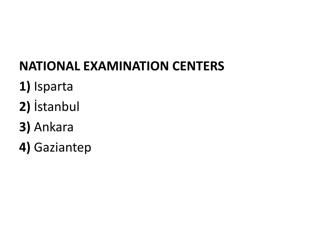 national examination centers 1 isparta 2 stanbul