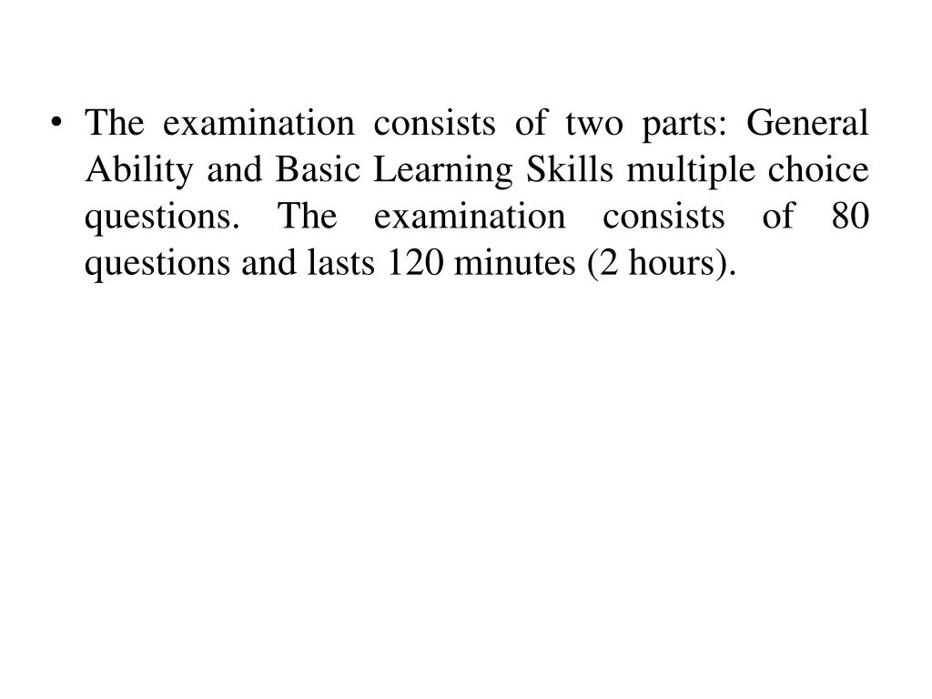 the examination consists of two parts general