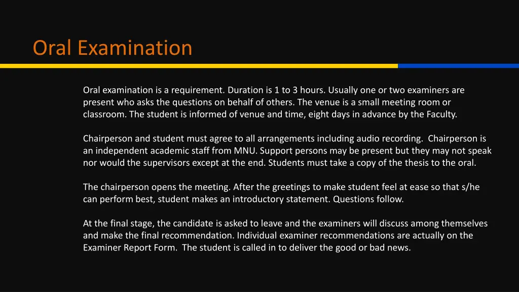 oral examination