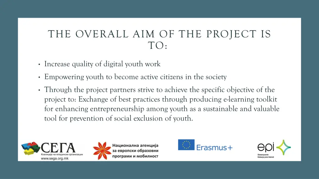 the overall aim of the project is to