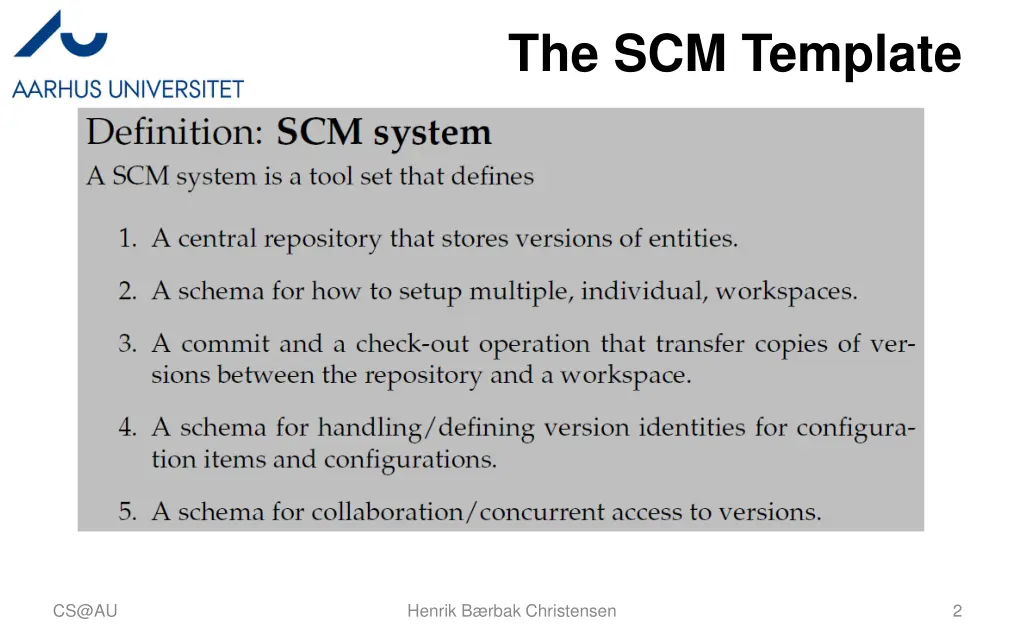 the scm template