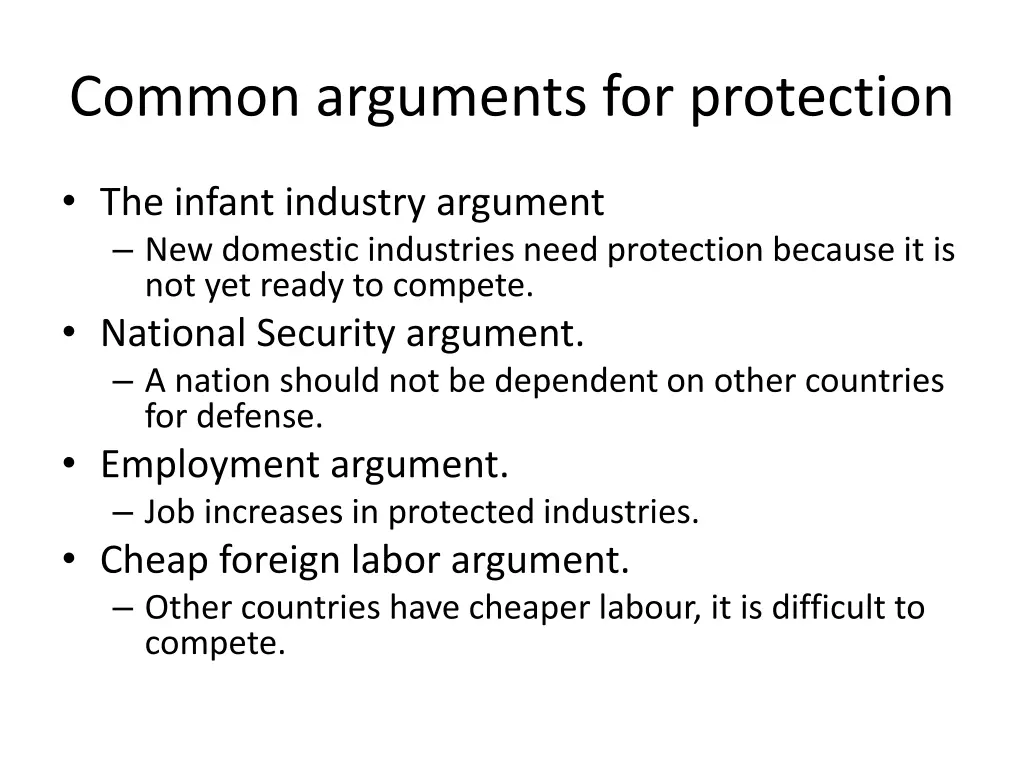 common arguments for protection