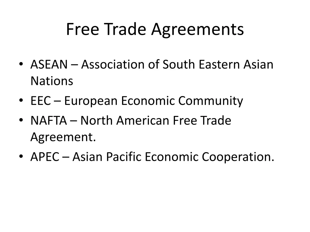 free trade agreements