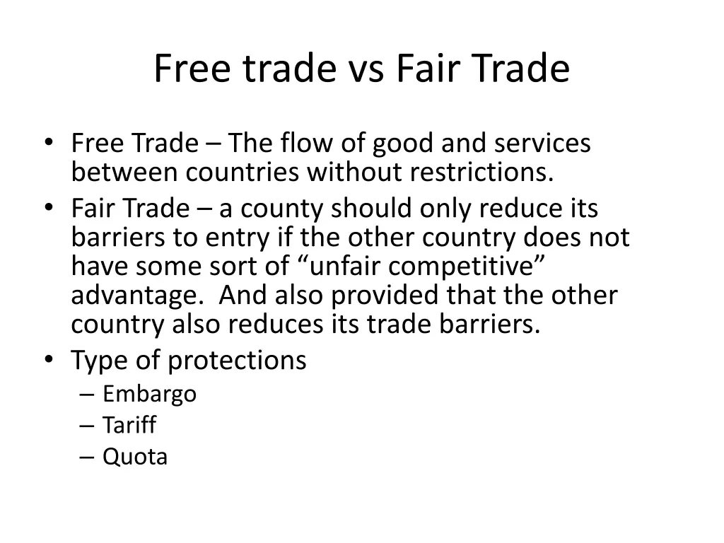 free trade vs fair trade