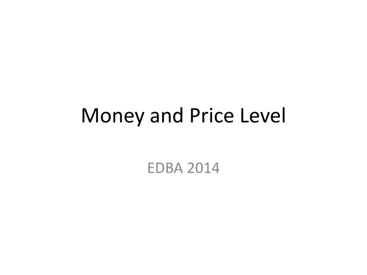 money and price level