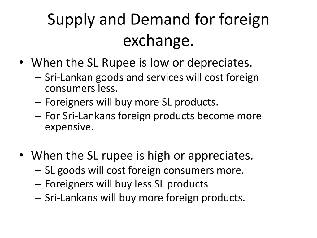 supply and demand for foreign exchange when
