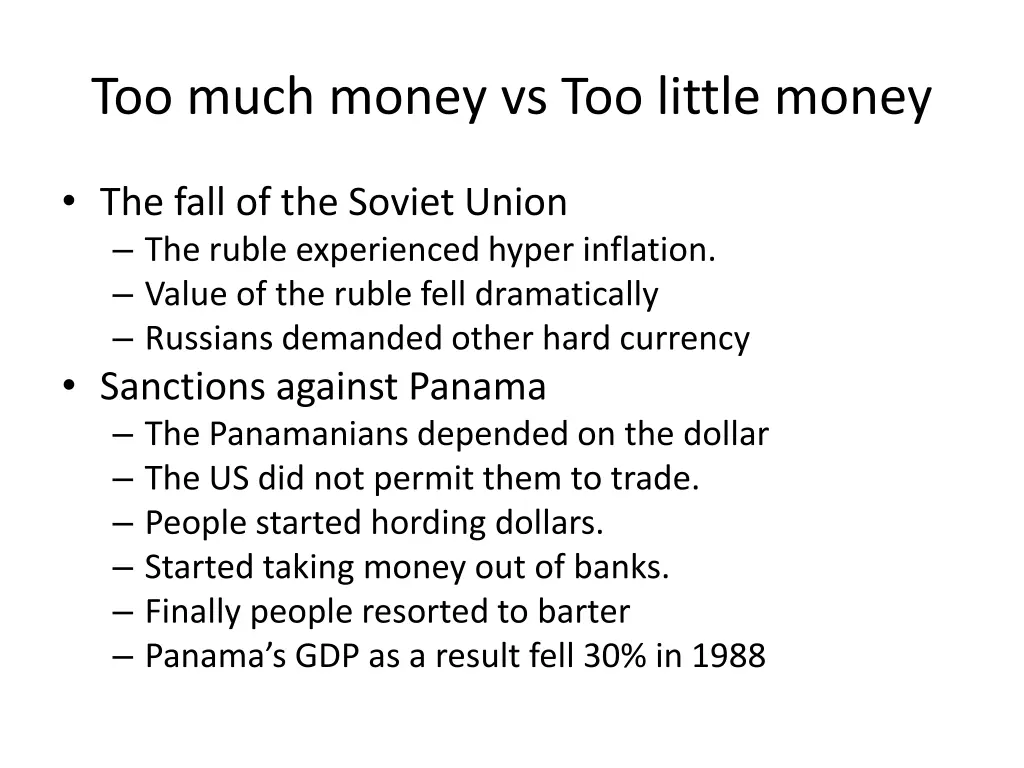 too much money vs too little money