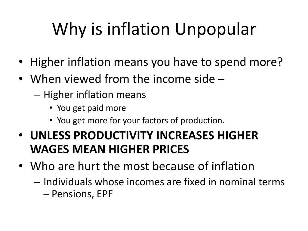 why is inflation unpopular
