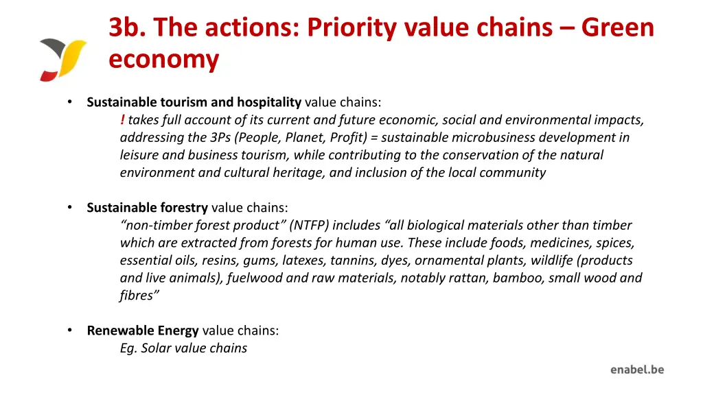 3b the actions priority value chains green economy