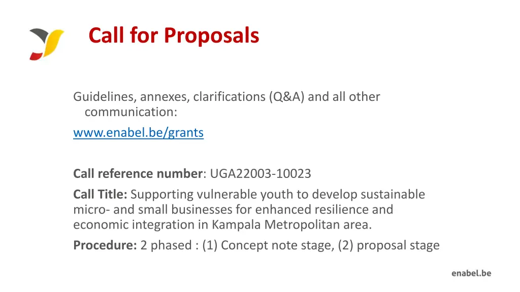 call for proposals